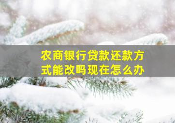 农商银行贷款还款方式能改吗现在怎么办