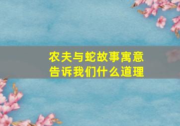 农夫与蛇故事寓意告诉我们什么道理