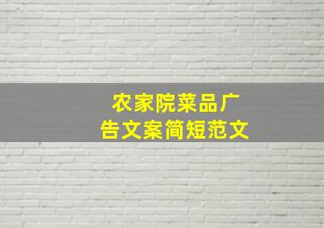 农家院菜品广告文案简短范文