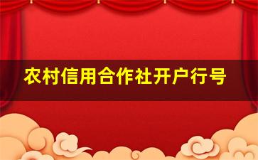 农村信用合作社开户行号