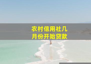 农村信用社几月份开始贷款