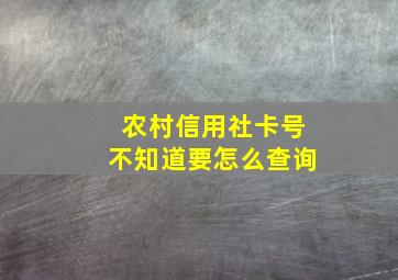 农村信用社卡号不知道要怎么查询