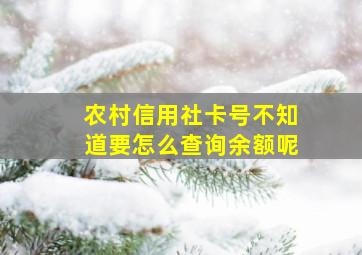 农村信用社卡号不知道要怎么查询余额呢