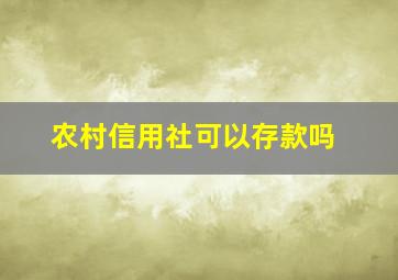 农村信用社可以存款吗