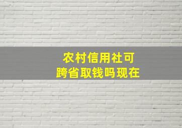 农村信用社可跨省取钱吗现在