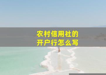 农村信用社的开户行怎么写