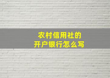 农村信用社的开户银行怎么写