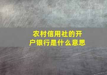 农村信用社的开户银行是什么意思