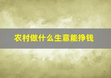 农村做什么生意能挣钱