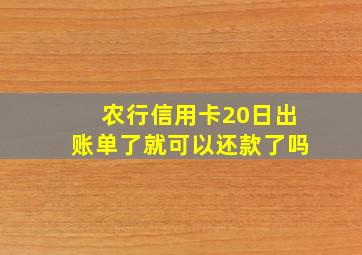 农行信用卡20日出账单了就可以还款了吗