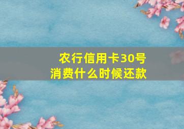 农行信用卡30号消费什么时候还款