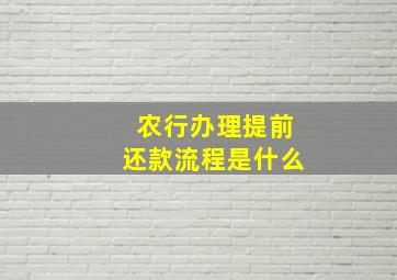 农行办理提前还款流程是什么