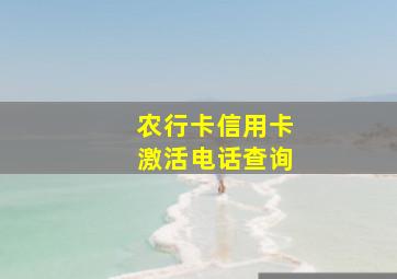 农行卡信用卡激活电话查询