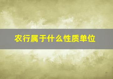 农行属于什么性质单位