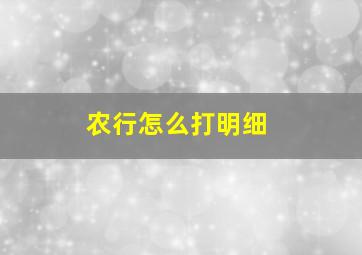 农行怎么打明细