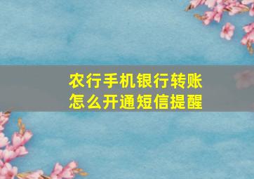 农行手机银行转账怎么开通短信提醒