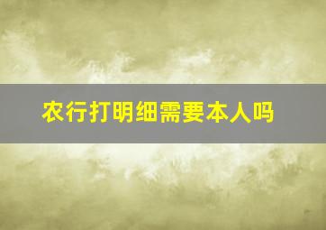 农行打明细需要本人吗