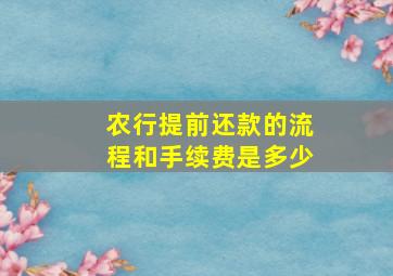 农行提前还款的流程和手续费是多少