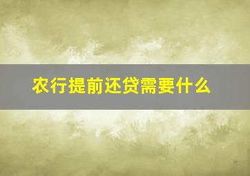 农行提前还贷需要什么