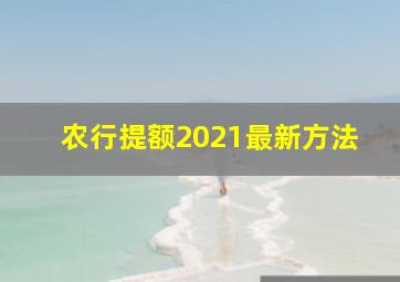 农行提额2021最新方法