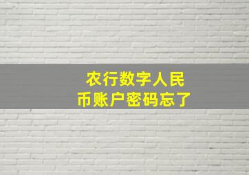 农行数字人民币账户密码忘了