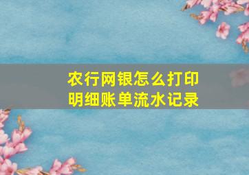 农行网银怎么打印明细账单流水记录