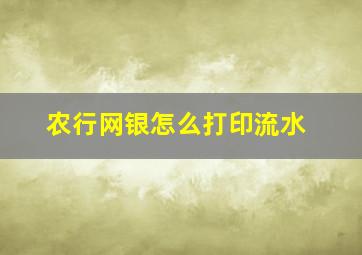 农行网银怎么打印流水