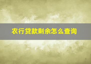 农行贷款剩余怎么查询