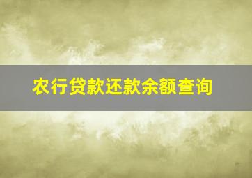 农行贷款还款余额查询