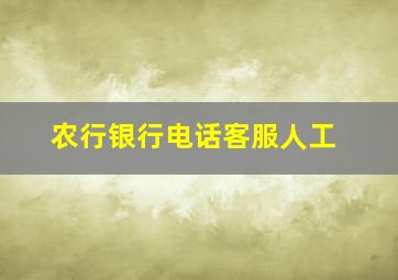 农行银行电话客服人工