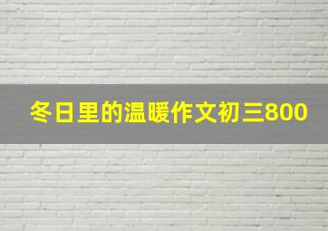 冬日里的温暖作文初三800