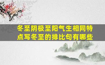 冬至阴极至阳气生相同特点写冬至的排比句有哪些