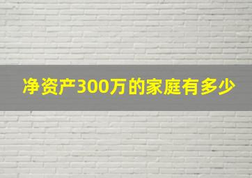 净资产300万的家庭有多少