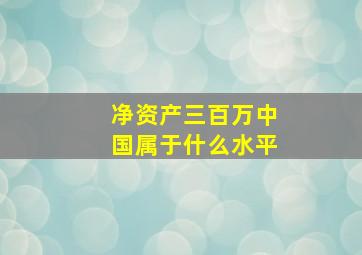 净资产三百万中国属于什么水平