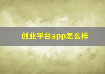 创业平台app怎么样