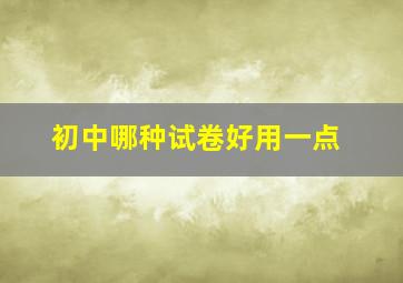 初中哪种试卷好用一点