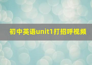 初中英语unit1打招呼视频