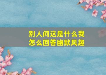 别人问这是什么我怎么回答幽默风趣