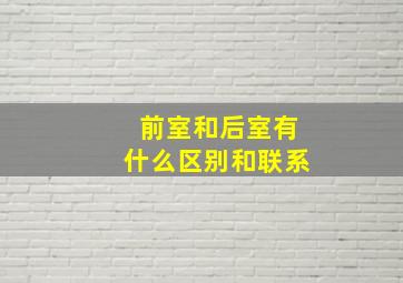 前室和后室有什么区别和联系