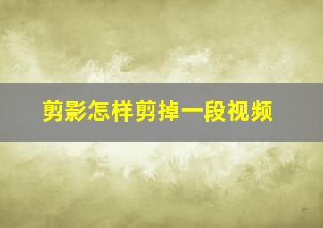 剪影怎样剪掉一段视频