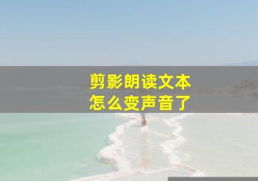 剪影朗读文本怎么变声音了