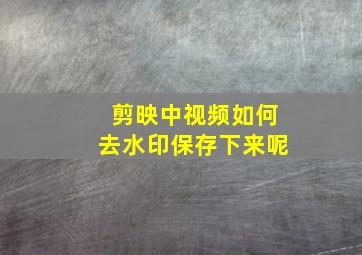 剪映中视频如何去水印保存下来呢