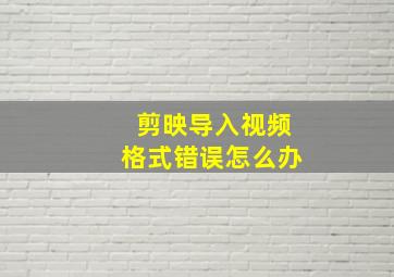 剪映导入视频格式错误怎么办