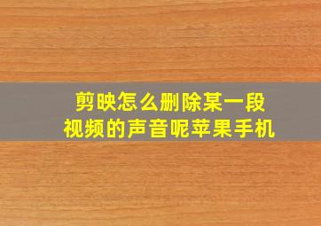 剪映怎么删除某一段视频的声音呢苹果手机