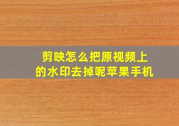 剪映怎么把原视频上的水印去掉呢苹果手机