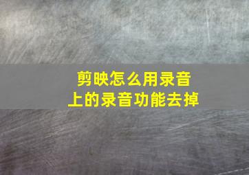 剪映怎么用录音上的录音功能去掉