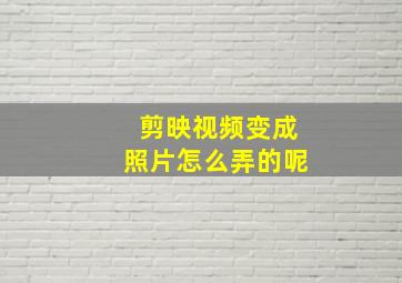 剪映视频变成照片怎么弄的呢