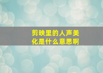 剪映里的人声美化是什么意思啊