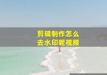 剪辑制作怎么去水印呢视频