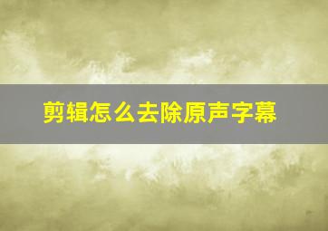 剪辑怎么去除原声字幕